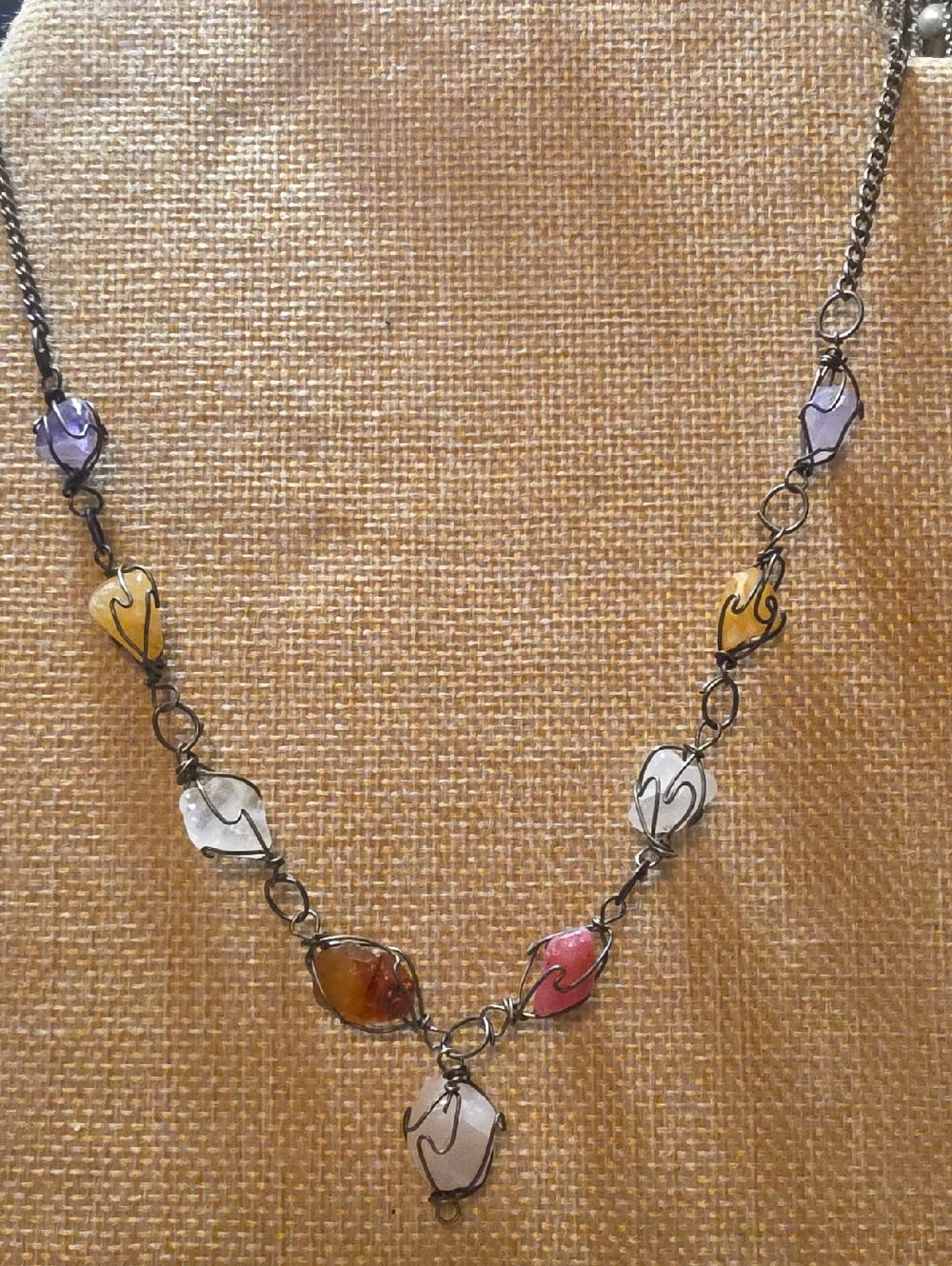 Handcrafted Multicolor Glass Heart Necklace - Women's Jewelry